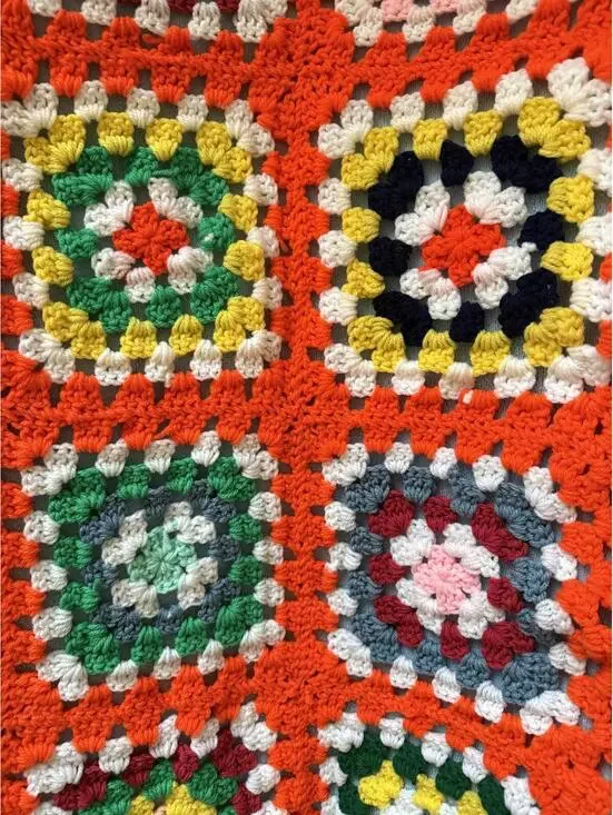 Vintage Hand Crocheted Granny Square Afghan Baby Crib Throw Blanket 27” X 44” - Picture 3 of 6